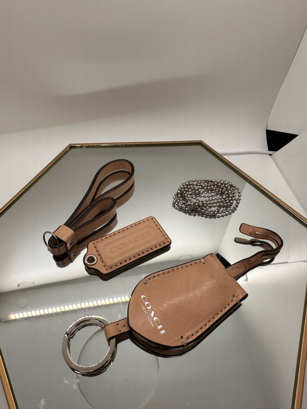 Coach Brown Leather Key Fob and Hang Tag replacement set
